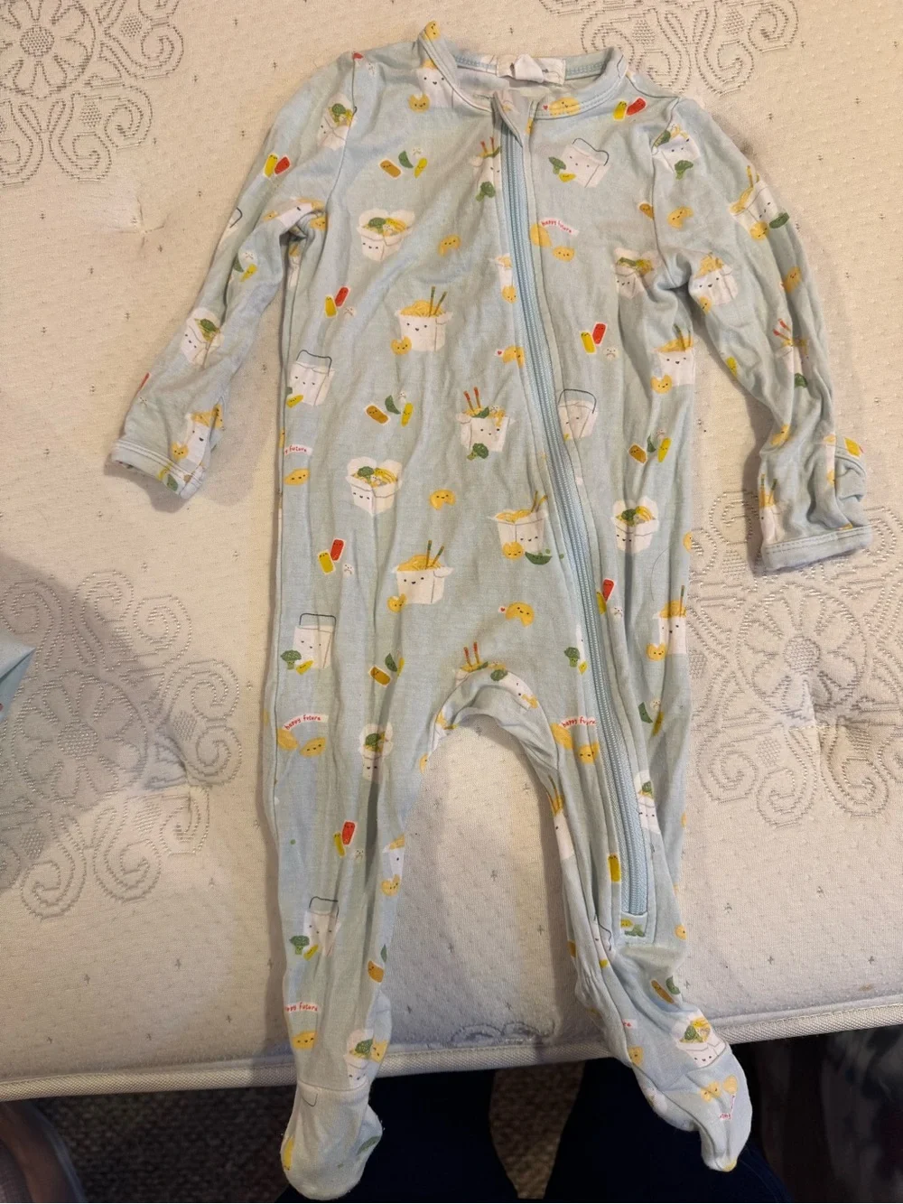 Angel Dear Light Blue Footed One-Piece with Suhsi Print